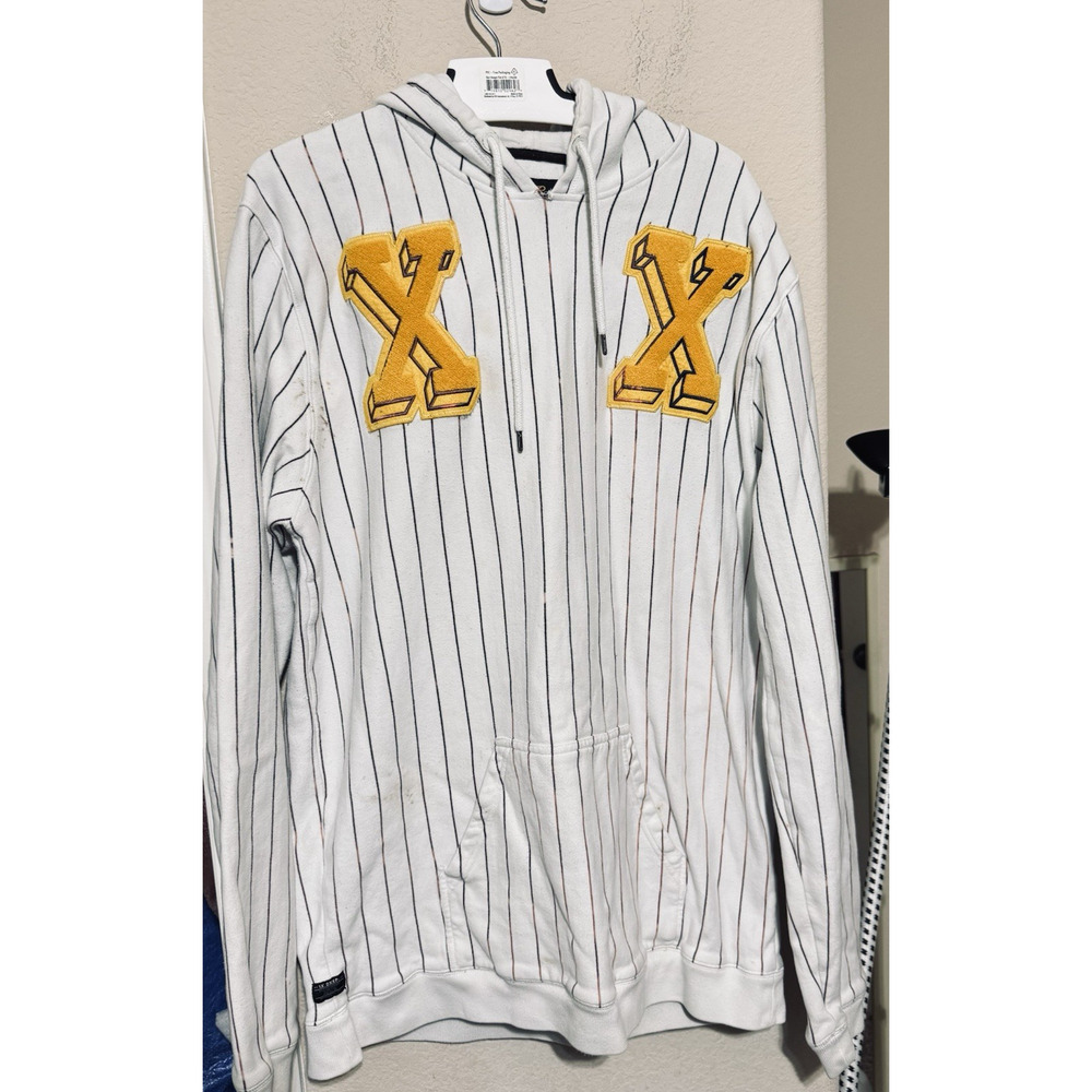 Vintage Y2k 10.Deep X Pullover Hoodie Sweatshirt Mens 3X Pinstripe FLAWS